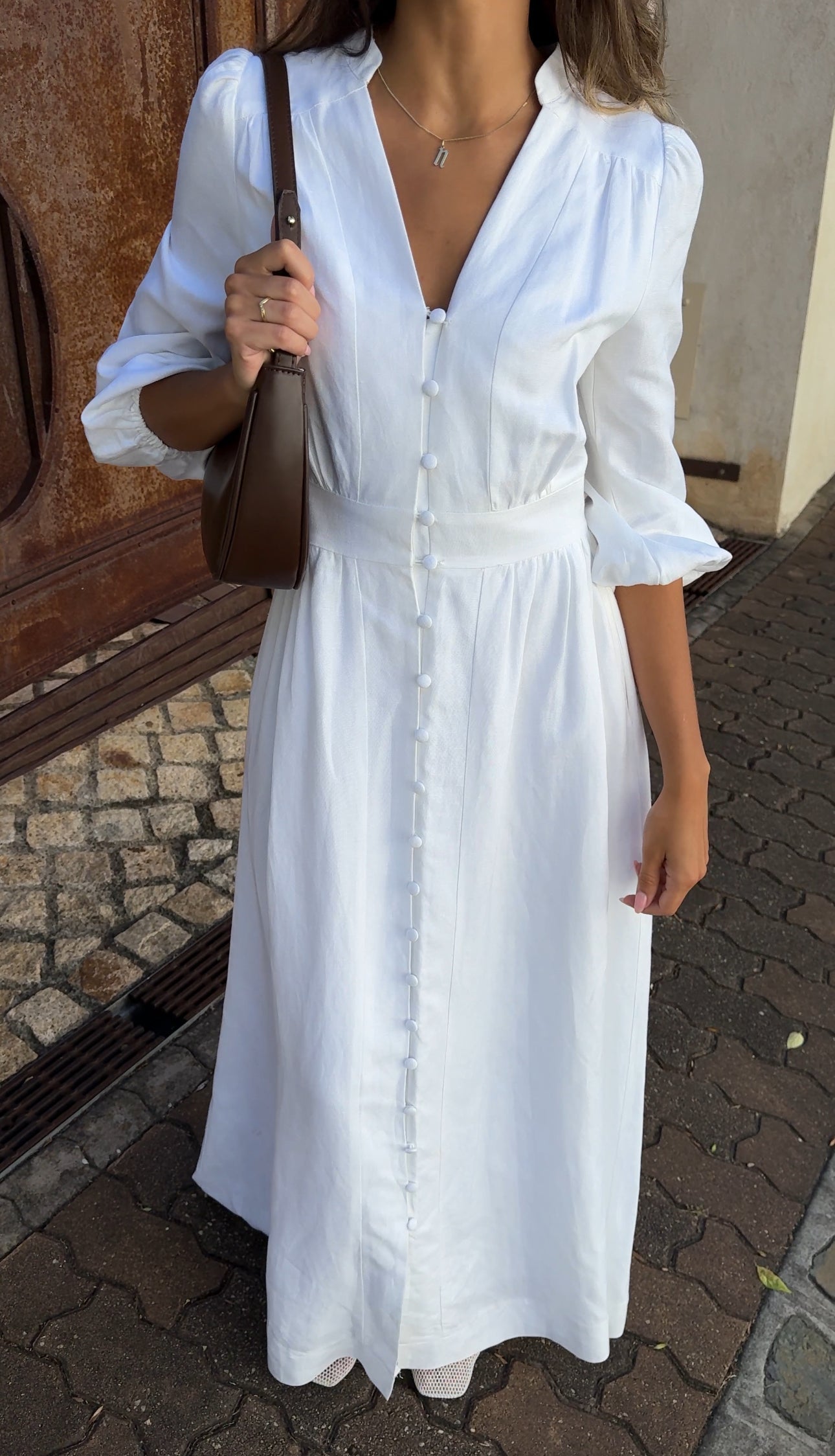 White Grace Linen Maxi Dress