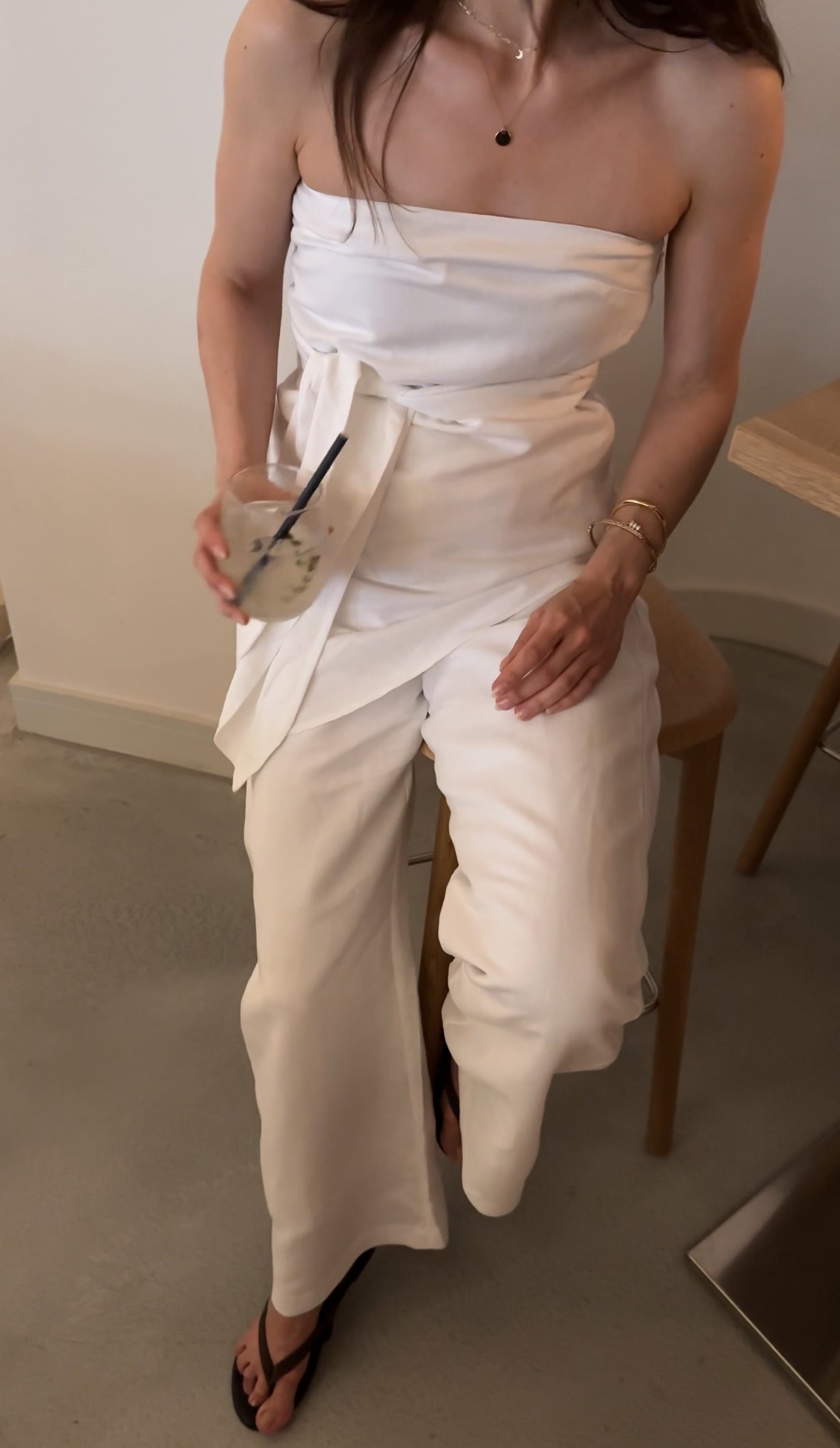 White Bianca Waist Tie Linen Pants