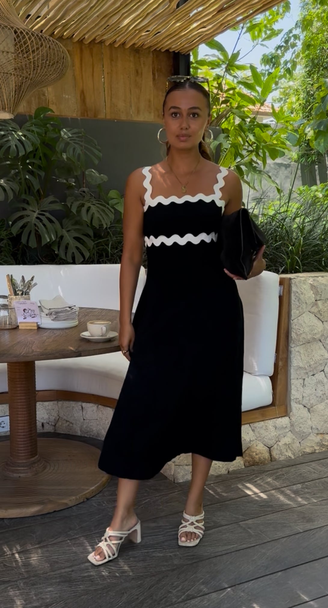 Black Exhale Linen Midi Dress