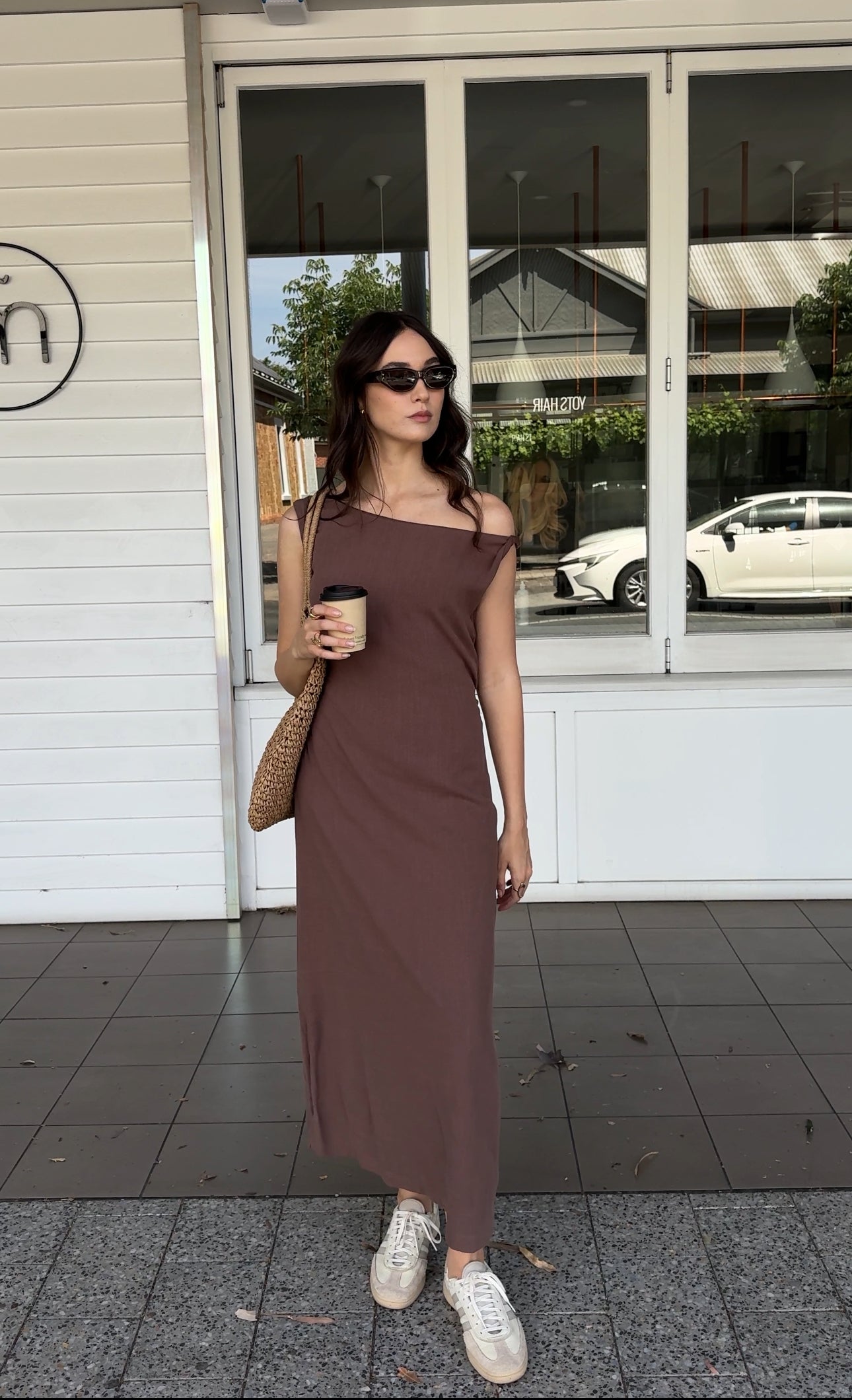 Brown Rise Linen Maxi Dress