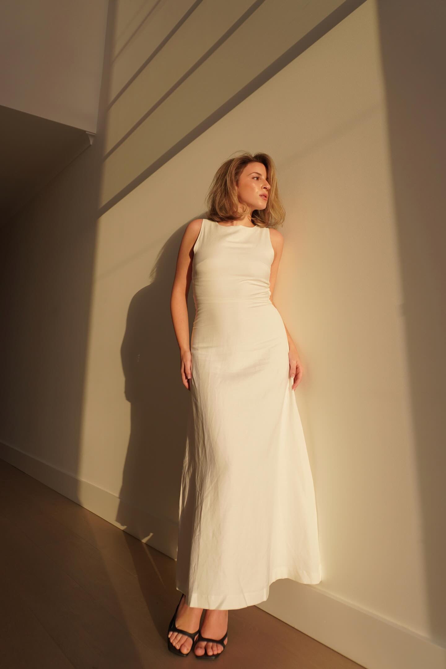 White Sky Linen Maxi Dress