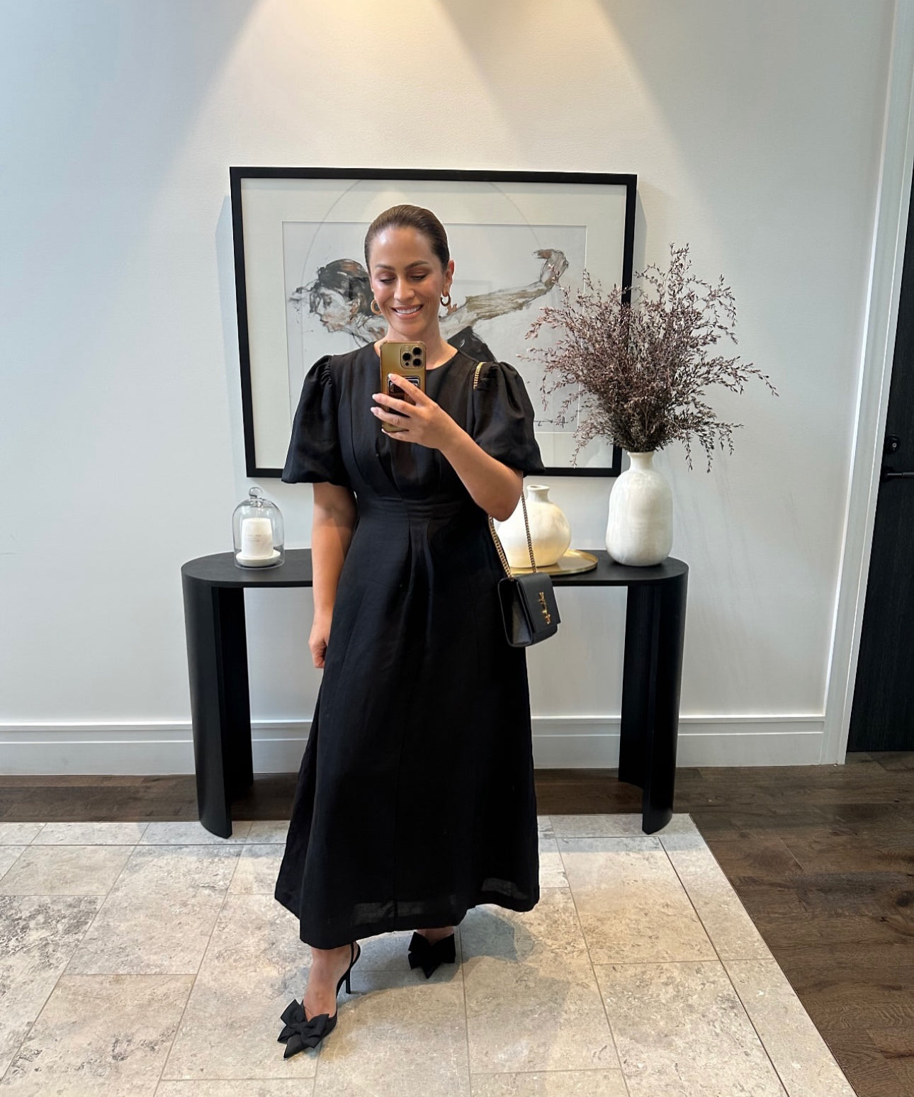 Black Air Linen Maxi Dress