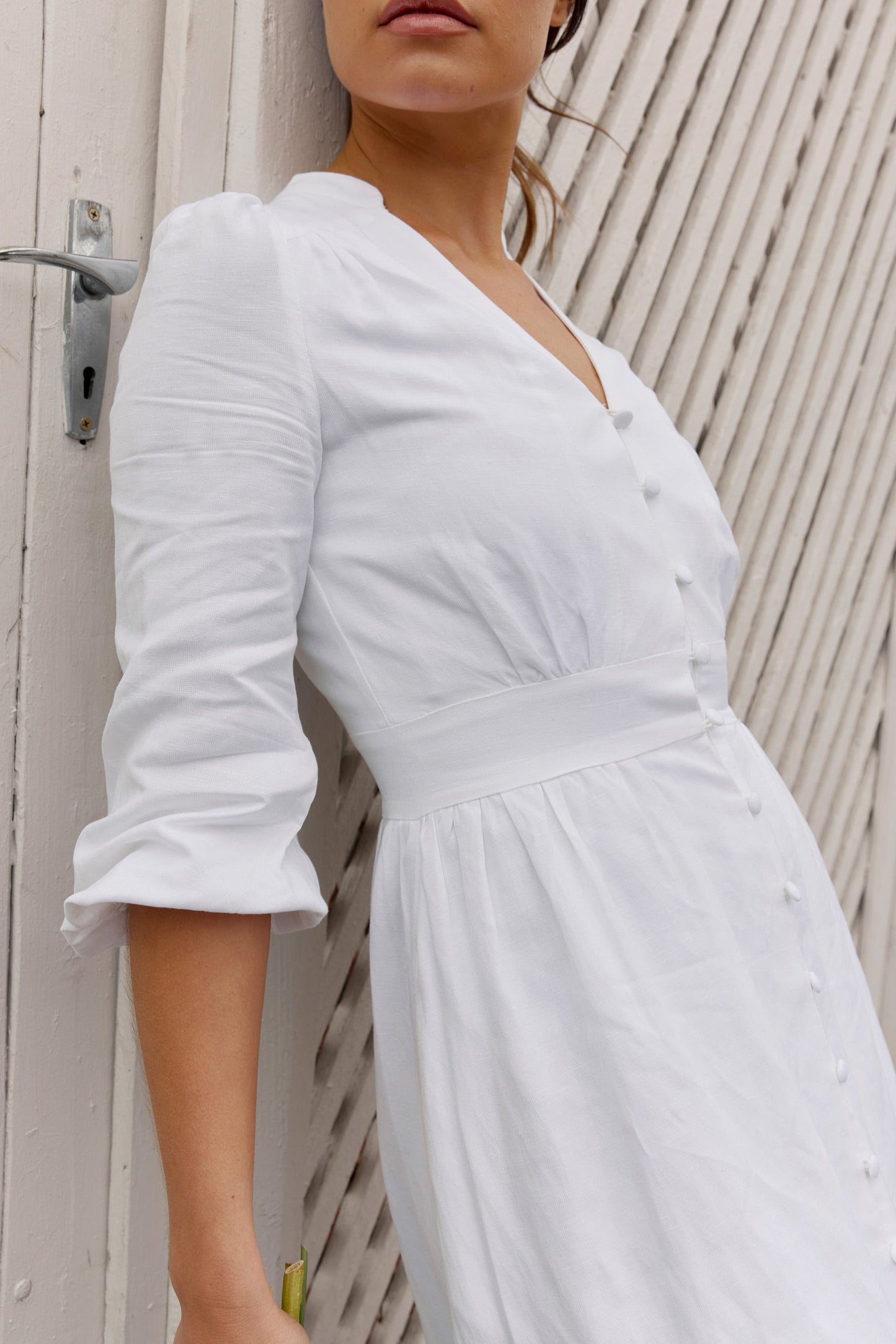 White Grace Linen Maxi Dress
