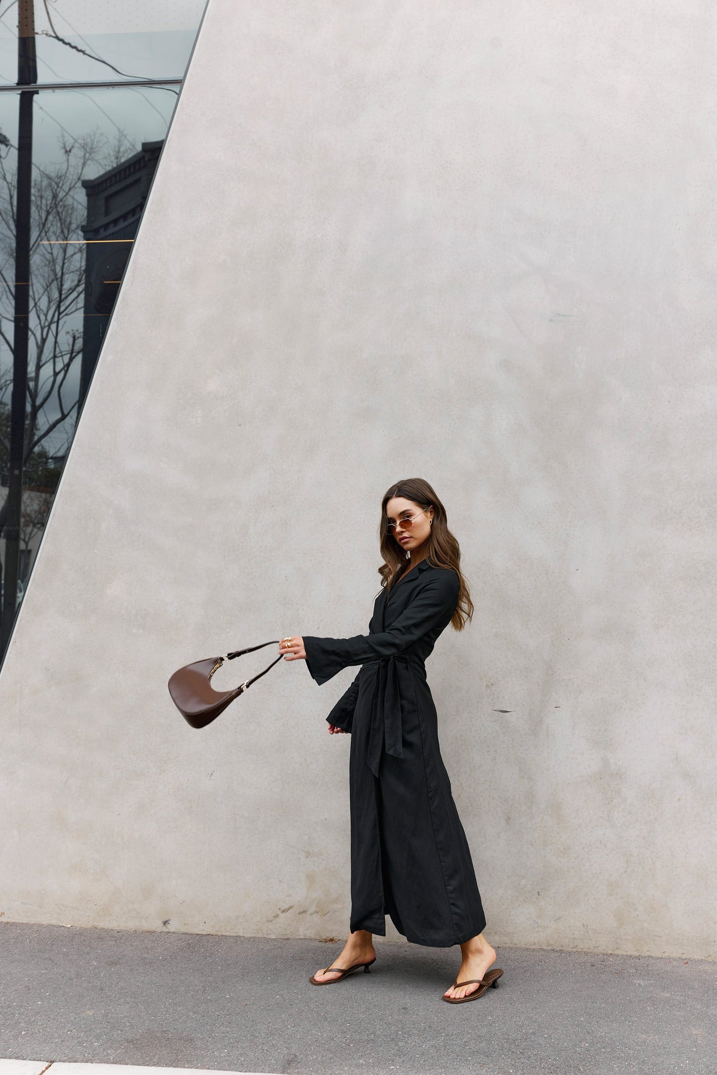 Black Verity Linen Maxi Dress