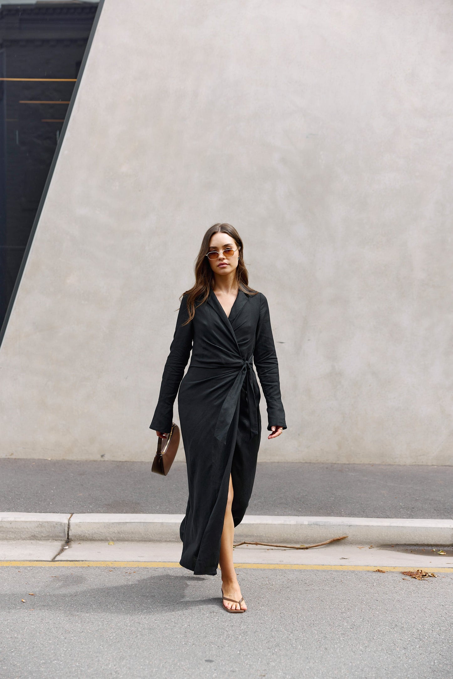 Black Verity Linen Maxi Dress
