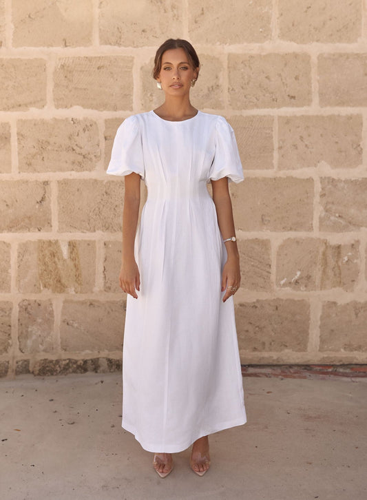 PRE-ORDER - White Air Linen Maxi Dress