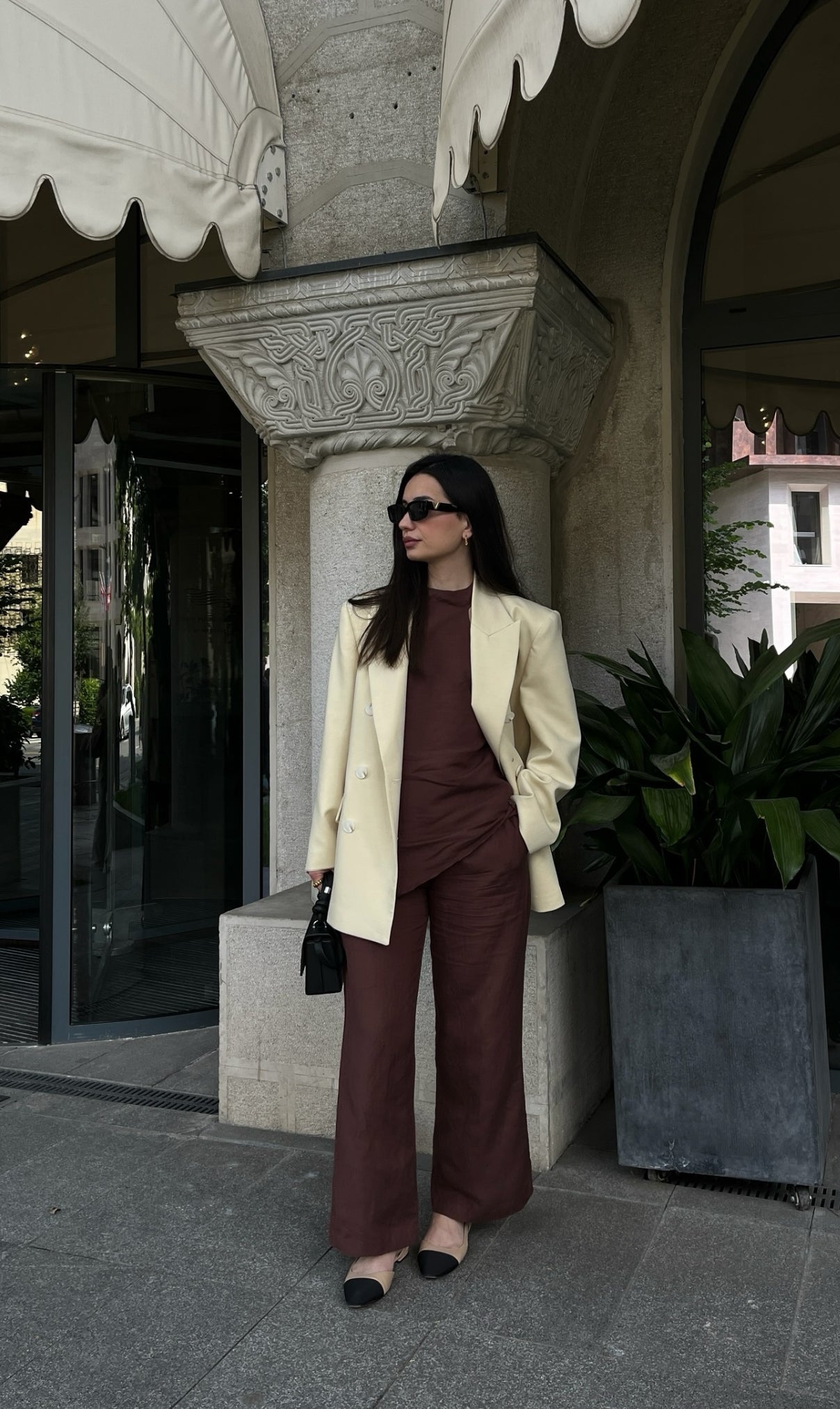 Brown Velora Waist Tie Linen Pants