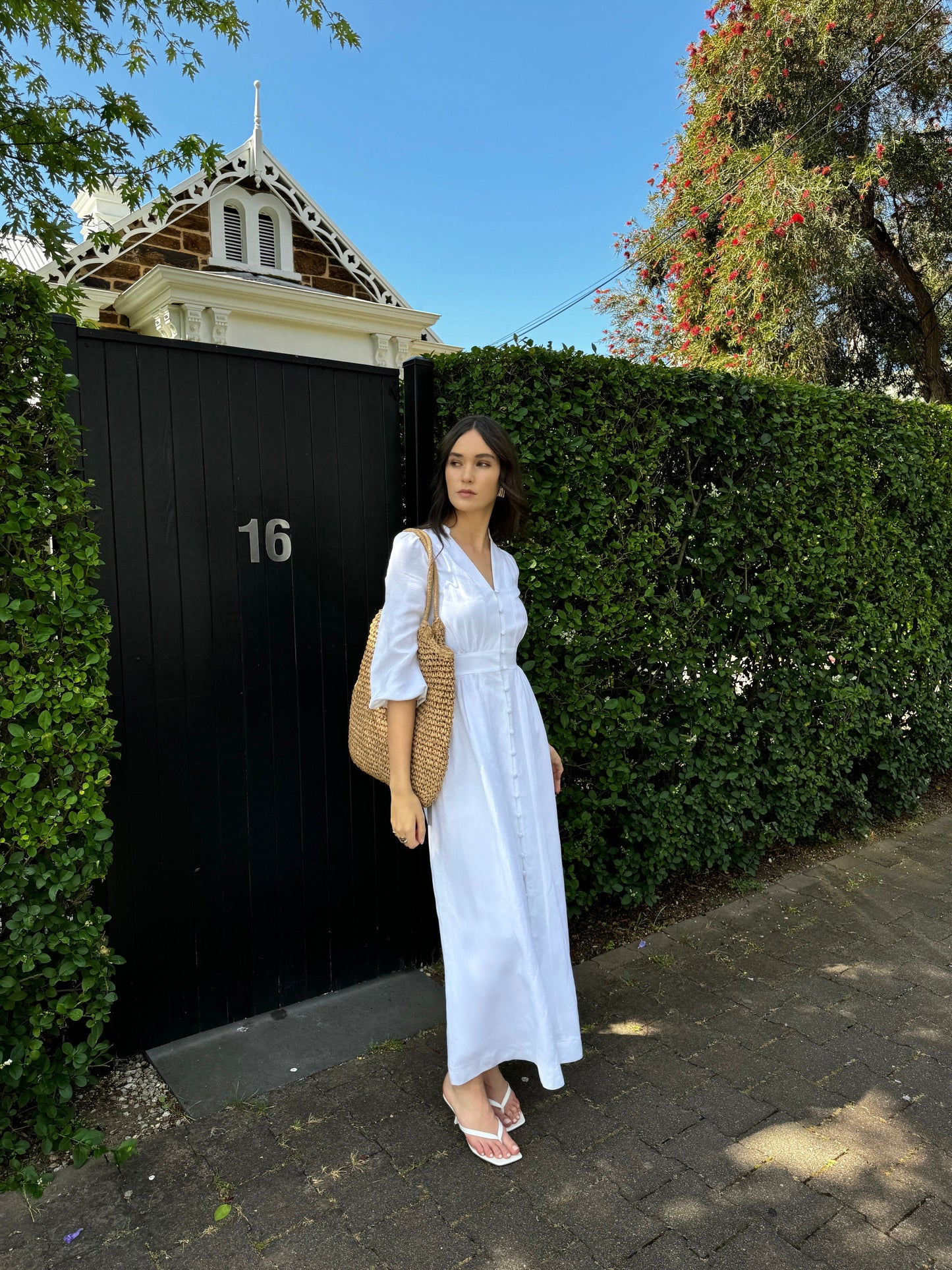 White Grace Linen Maxi Dress