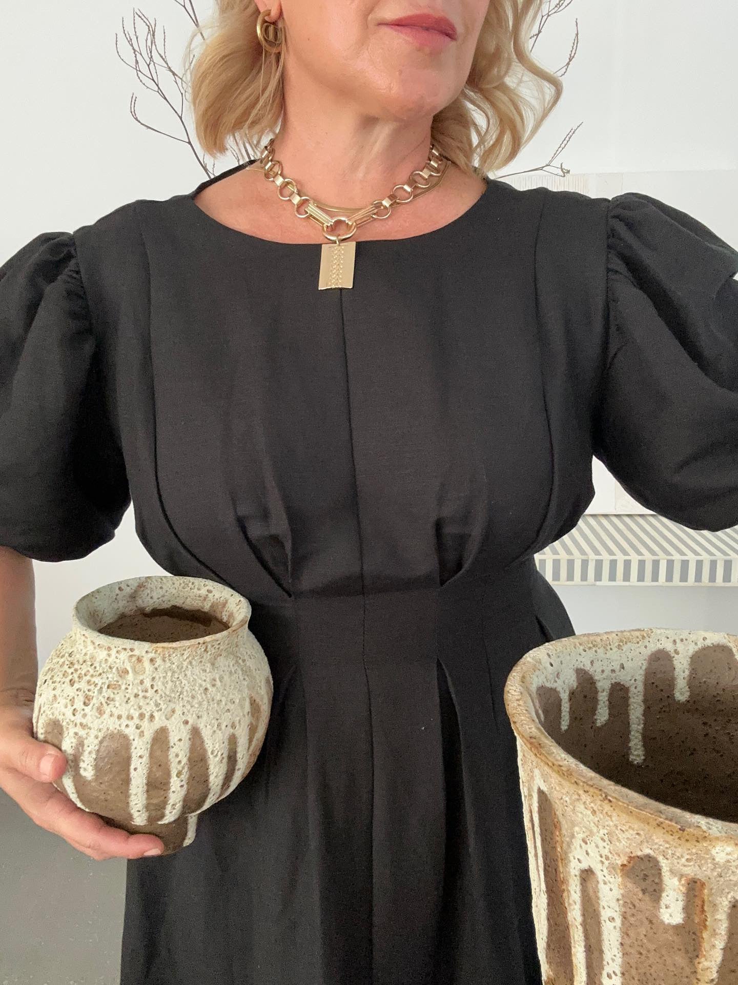 Black Air Linen Maxi Dress