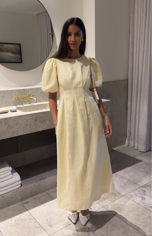 PRE-ORDER - Butter Yellow Air Linen Maxi Dress