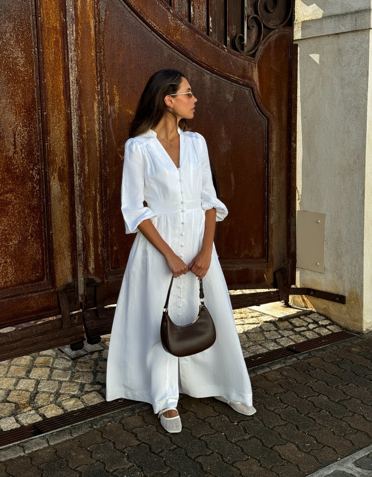 White Grace Linen Maxi Dress