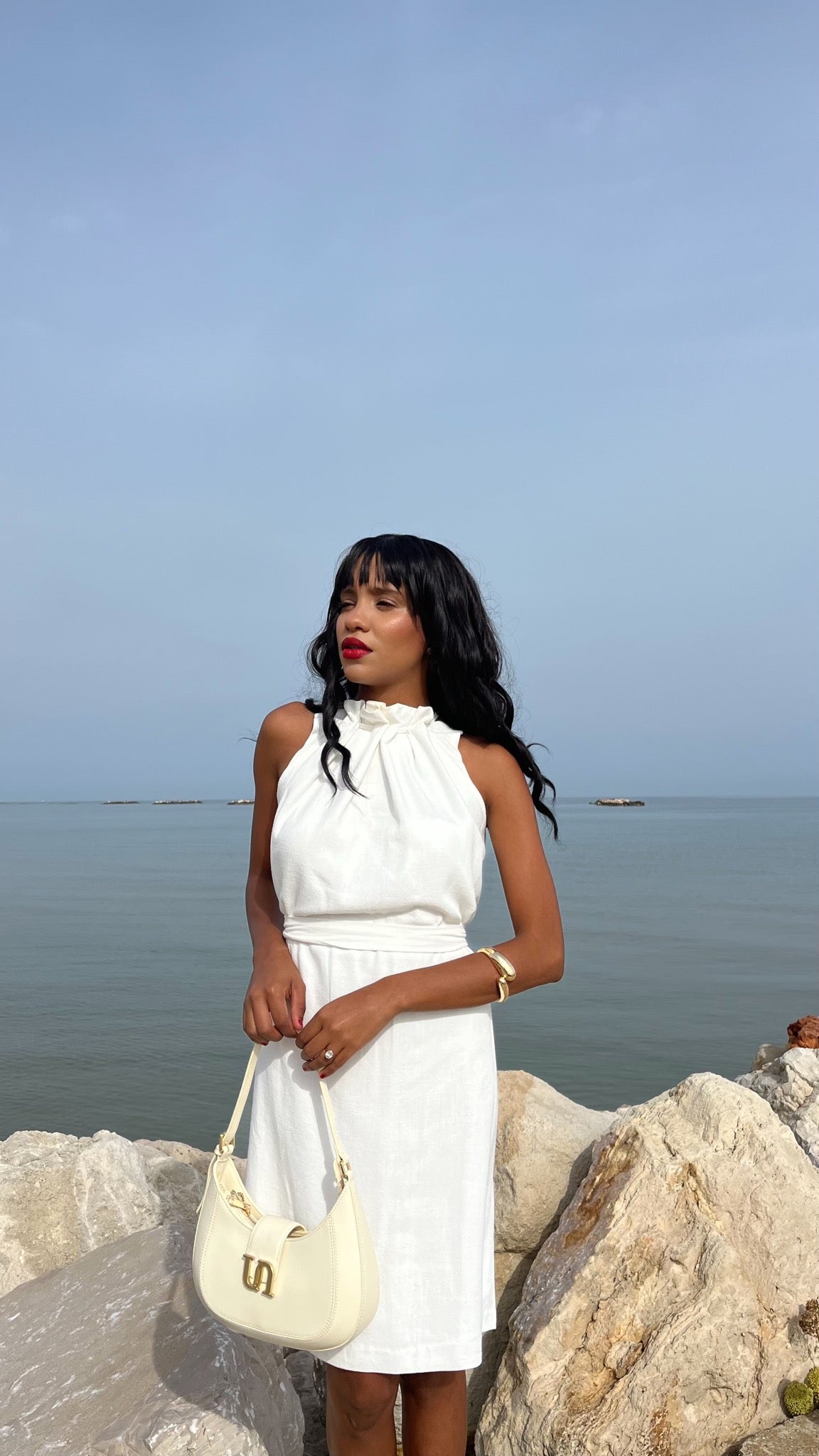 White Pure Linen Mini Dress