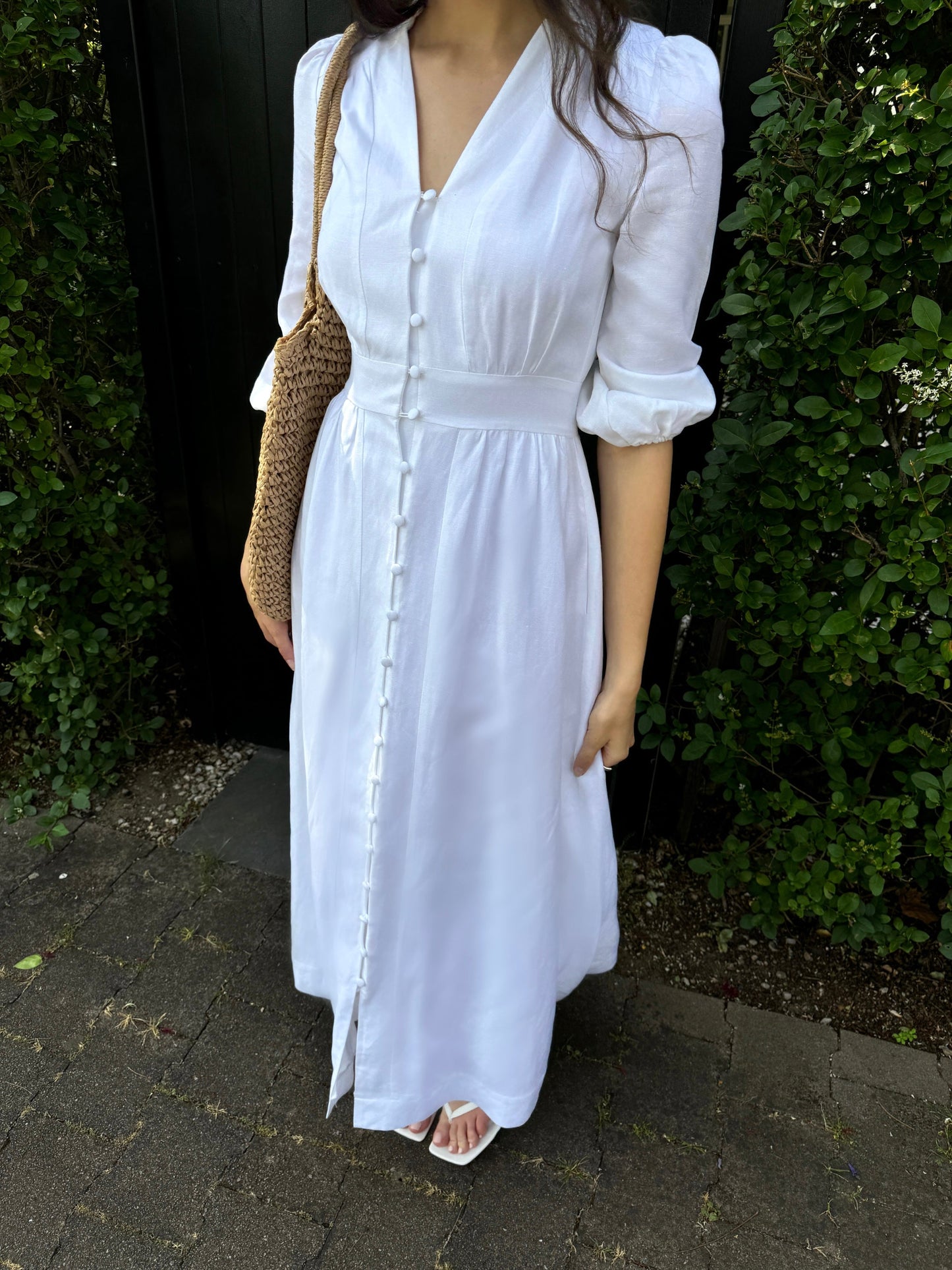 White Grace Linen Maxi Dress