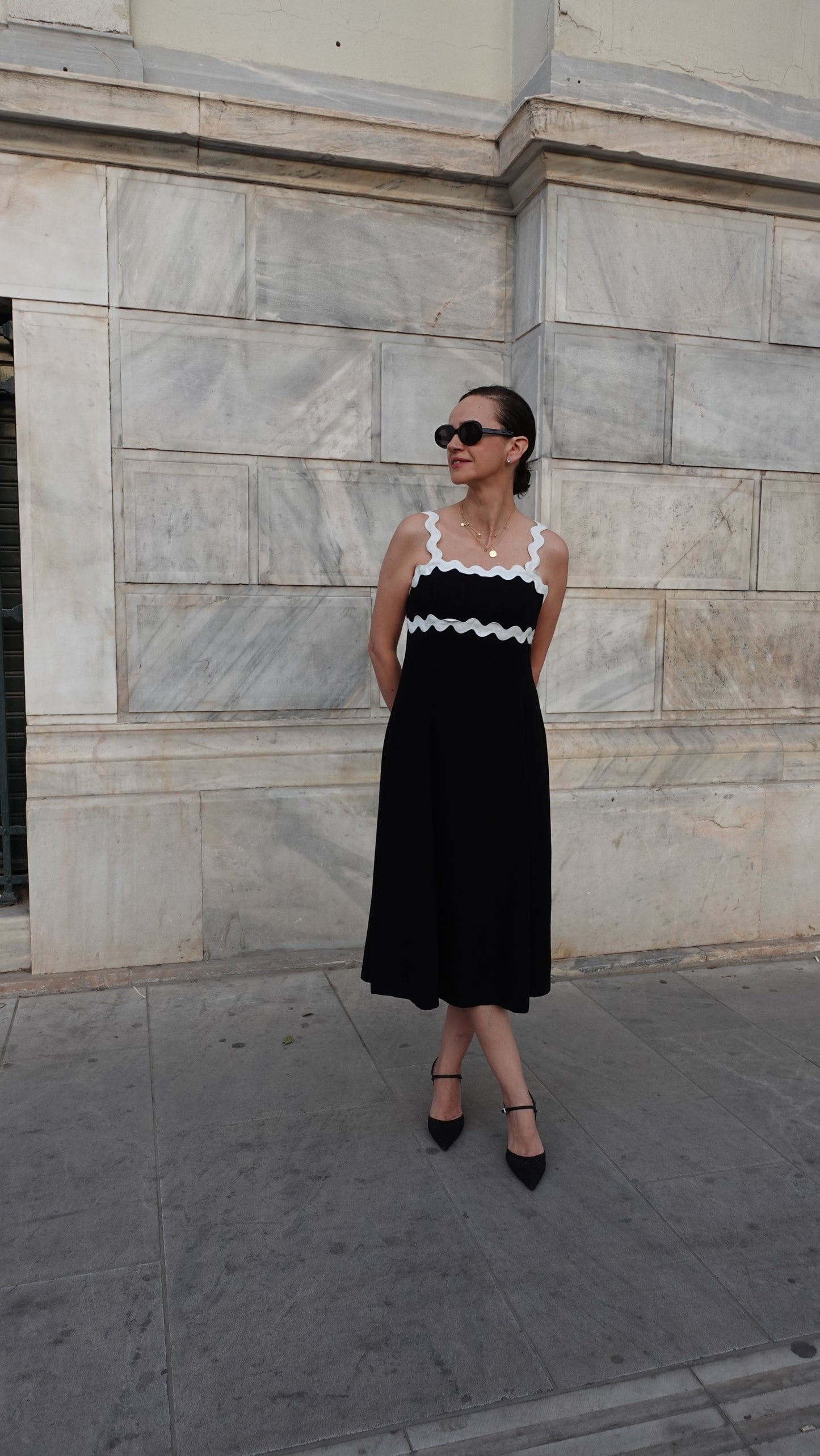 Black Exhale Linen Midi Dress