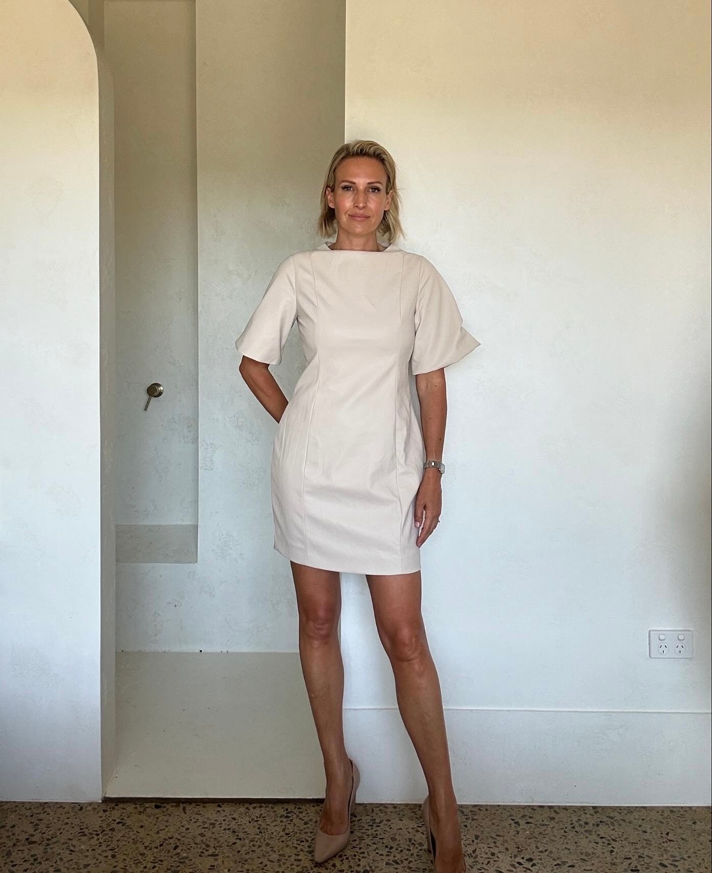 Beige Solace Mini Dress