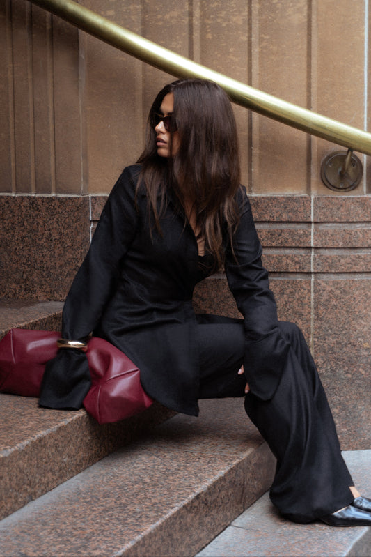 Black Long Sleeve Alba Linen Shirt