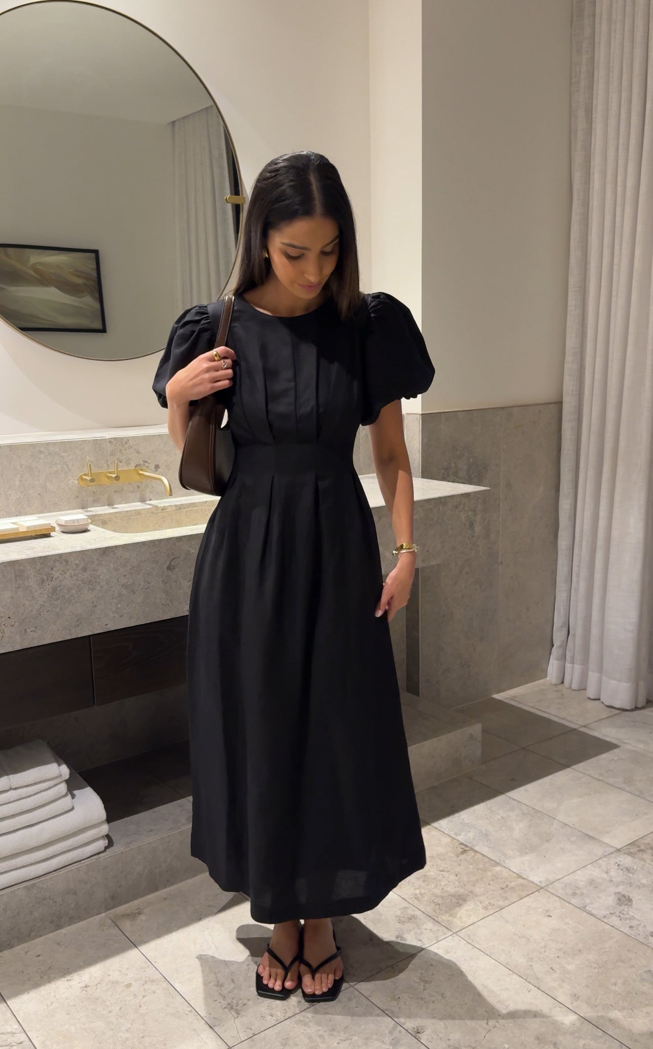 Black Air Linen Maxi Dress