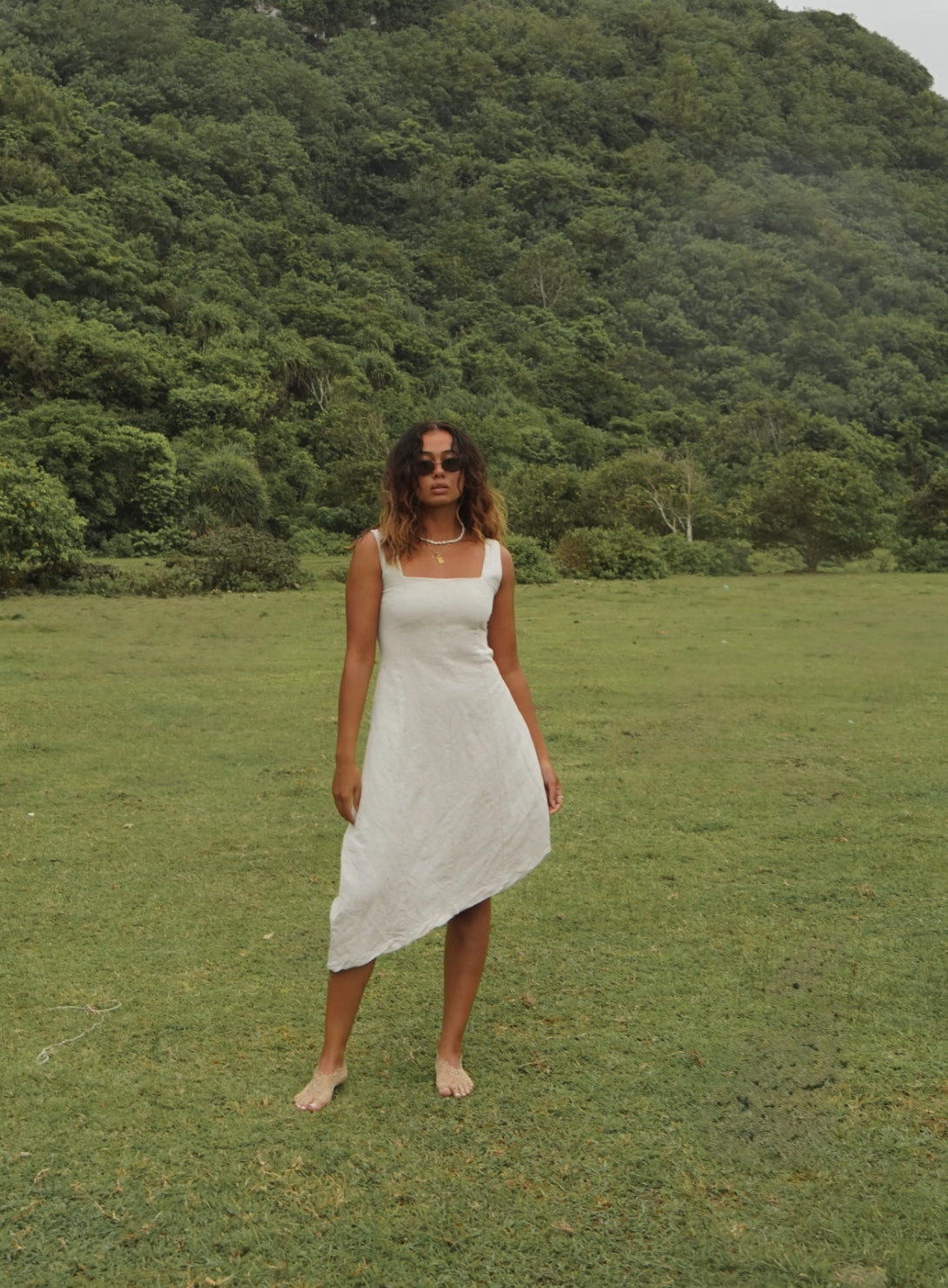 Natural Awake Linen Midi Dress