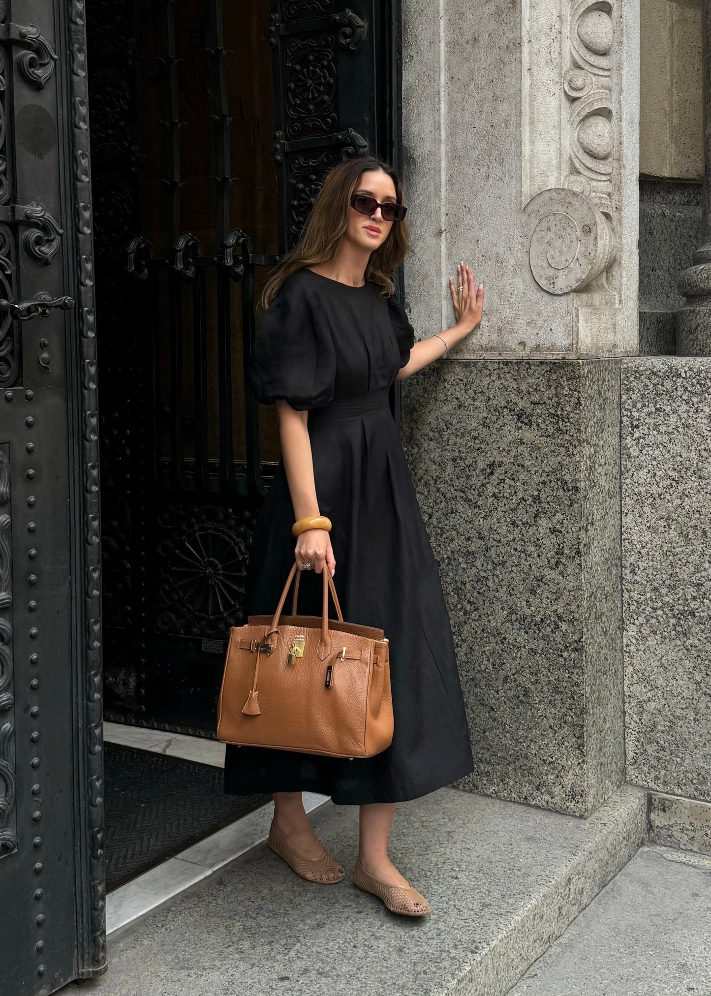 Black Air Linen Maxi Dress