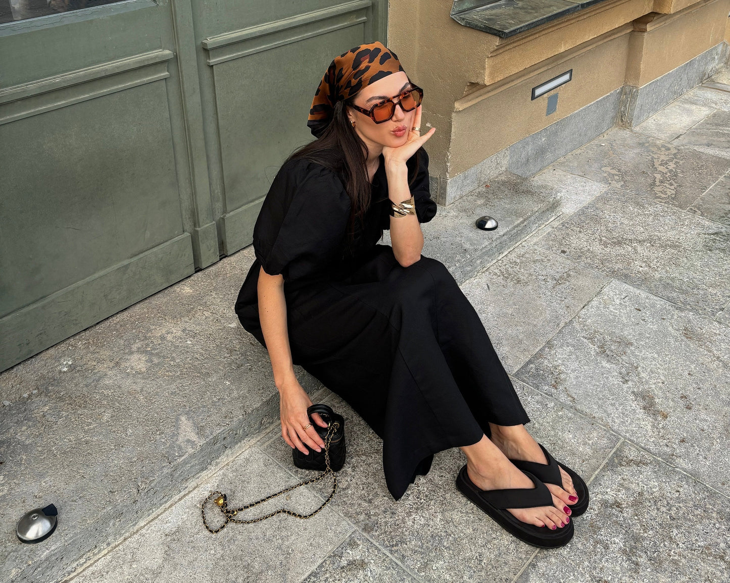 Black Air Linen Maxi Dress